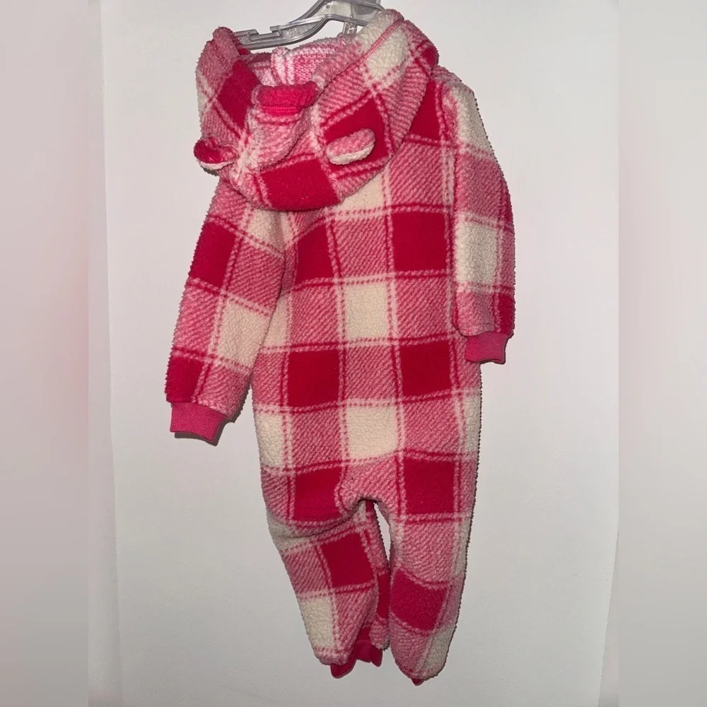 Carter's Pink and White Plaid Hooded Onesie